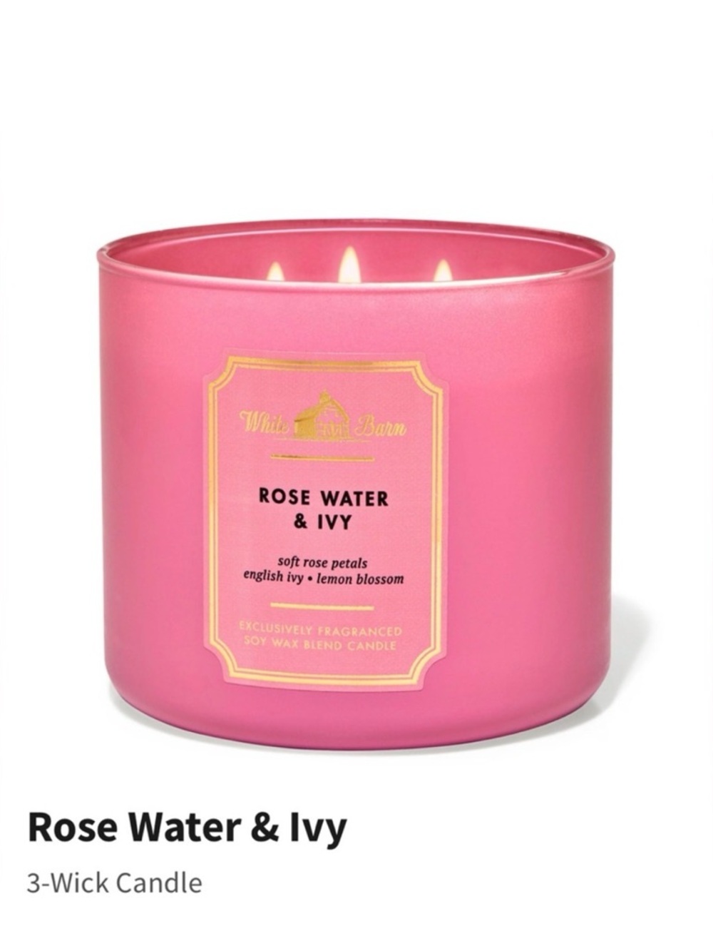 NIB White Barn “Rose Water & Ivy” 3-Wick Candle w Decorative Metal Lid